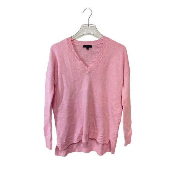 J Crew V Neck Tunic Sweater Wool Pink Blush Size XXS - Picture 1 of 6